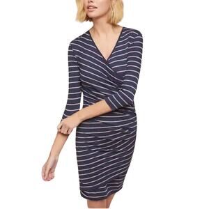 Anthropologie Sundry Fabian Striped Faux Wrap Jersey Mini Dress Blue Small Party
